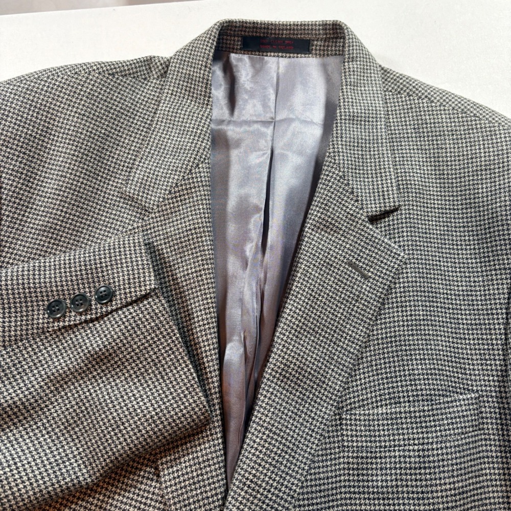 Versini Houndstooth Blazer Mens 42 Wool Silk Blend Sport Coat Made in Poland